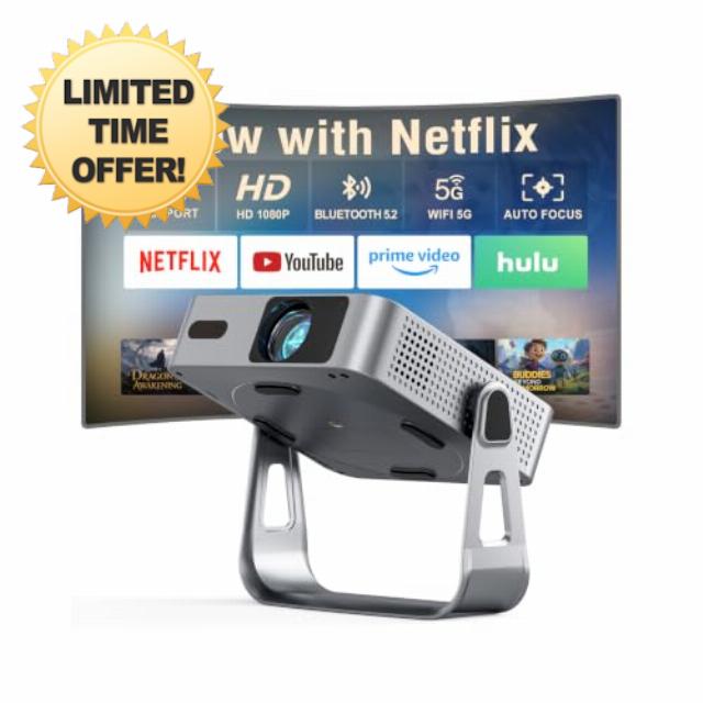 【Now with Netflix & 3000ANSI】 Smart 4K Projector with WiFi and Bluetooth