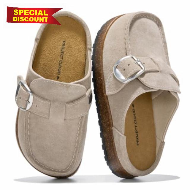 Project Cloud 100% Genuine Leather Girls Clogs - Non Slip Mules for Girls                                                          Clogs for Kids with Slip Resistant Sole - Soft & Plush Insole Shoes for Girls - Clogs & Mules for Kids Shoes