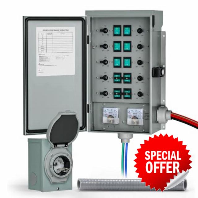 50Amp Generator Manual Transfer Switch 10-Circuits