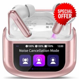 Active Noise Cancelling Ear Buds 48H Wireless Earbuds with Touch Screen                                                          HiFi Stereo Bluetooth Headphones with ENC Noise Cancelling/Transparency Mode