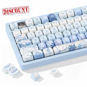 Undersea World Blue PBT Keycaps Cute MOA Key Cap for Cherry MX                                                          130 keys