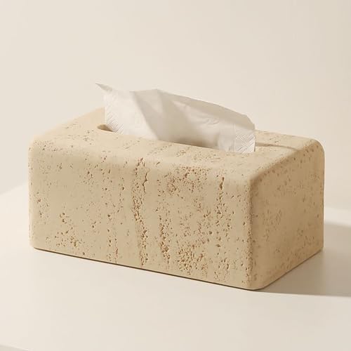 Resin Heavy Tissue Box Holder with Magnetic Bottom Cover for Home Office