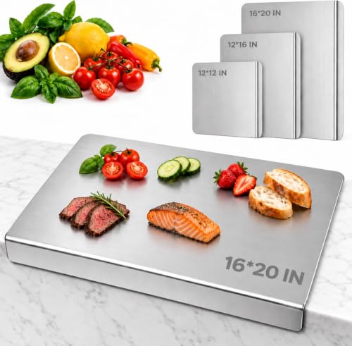 100% Pure Titanium Cutting Boards for Kitchen Non-Toxic Dishwasher Safe Chopping & Kneading Board for Dough/Meat/Vegetable/Fruit/Bread/Baking Gift-Ready(1PC-16X20 IN)