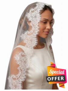 Matilla Veil Full Lace Applique Edge Wedding Bridal Veil for Brides