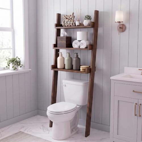 3-Tier Wood Bathroom Rack Bathroom Organizer and Storage Shelf Above Toilet