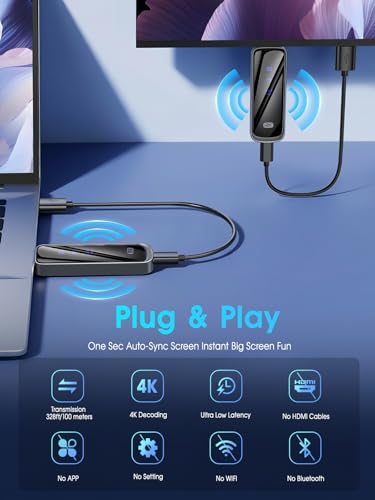Plug & Play Portable 5G+2.4G Remote Control Extenders for Video and Audio to Monitor from PC/Projecto