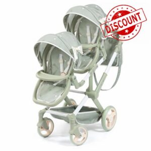 Bayer Design: Doll Pram Xeo Twin - Green & Flowers - Push Stroller