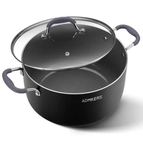 Induction Soup Pot with Lid Cooking Pot with Silicone Handle for All Stoves