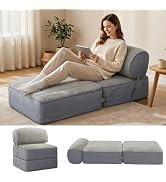 Folding Sofa Bed,Extra Thick Floor Sofa Convertible Sleeper Chair | Washable Cover,Boneless Folda...