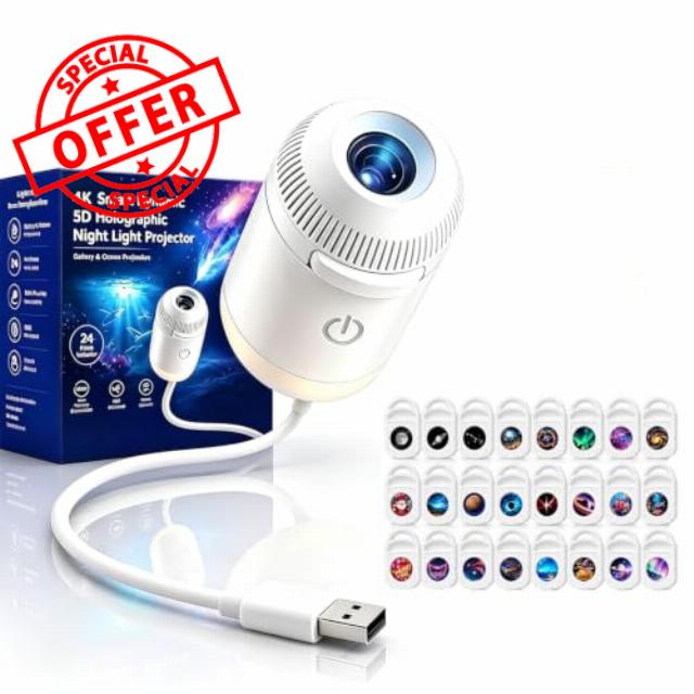 5D Holographic Night Light Projector