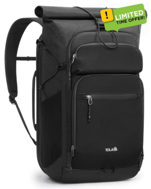 Tolaccea Rolltop Travel Backpack 32L