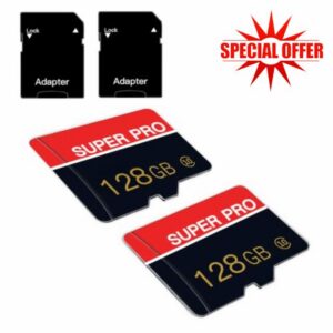 2 Pack 128GB Micro Sd Card Class 10 Memory Card with Adapter High Speed TFCard for Tablet
