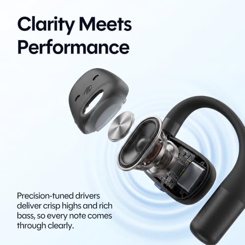 Black IPX5 Water Resistant; Adjustable Earhook; Bluetooth 6.0; Open-Ear Design; Lightweight; Running/Cycling/Commuting