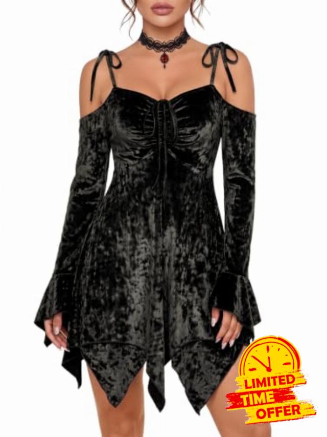 Wenrine Womens Renaissance Fairy Dress Gothic Corset Halloween Costumes                                                          Halloween Witch Handkerchief Dress
