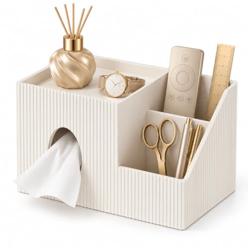 Leather Tissue Box Holder                                                          White