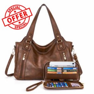 Women's Hobo Handbags Faux Leather Shoulder Bags And Purses 2pcs                                                          Soft faux leather