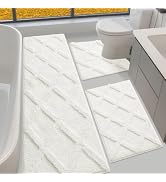 Bathroom Rugs Set 3 Piece, Non-Slip Microfiber Bath Mat, Ultra Soft Thick Plush Fluffy Absorbent ...