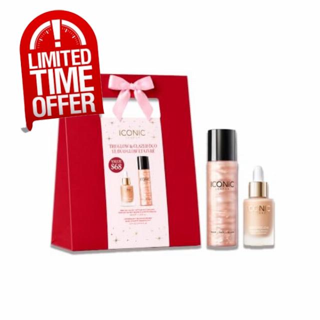 ICONIC LONDON The Glow & Glazed Duo | 2-Piece Gift Set                                                          Giftable makeup gift set includes Prep-Set-Glow and Underglow Blurring Prime