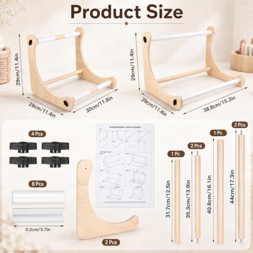 11.8 & 15.3 Inch Wooden Cross Stitch Stand                                                          Adjustable Cross Stitch Holder Durable Embroidery Hoop Holder for Lap or Table Top Stitching