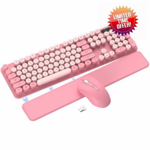 Pink Wireless Keyboard and Mouse Combo