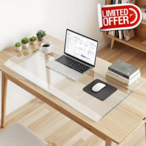 32" x 20" Glass Desk Mat with Beveled Edge