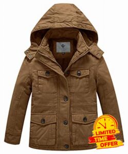WenVen Boys' & Girls' Winter Cotton Fleece Lined Warm Coat Parka Jacket                                                          Removable Hood