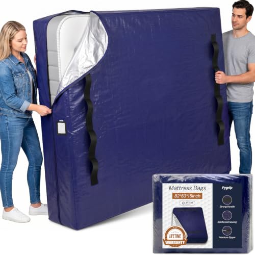 Queen Water-Resistant Reusable Extra-Thick Mattress Protector with Reinforced Handles & Strong Zipper for Moving Supplies