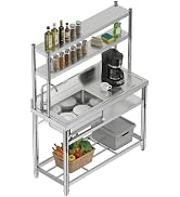 Jocisland 40"x17.7"x37.5" Stainless Steel Triple-Bowl Utility Sink(R-Corner),Faucet Holes,Drain K...