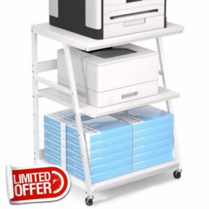 MARTY 23.6"x19.7" Large Printer Stand with Adjustable Storage Shelf