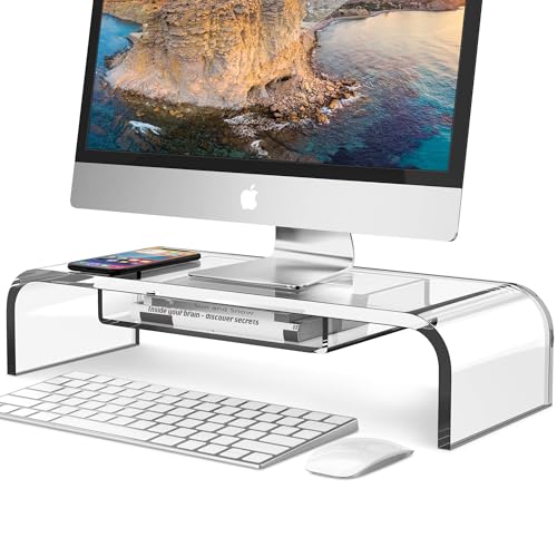 Crystal Clear Computer Monitor Riser for Desk