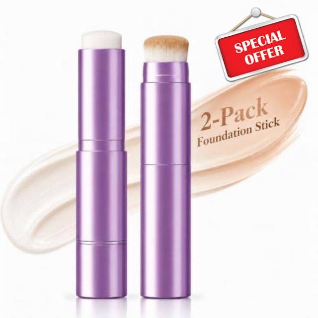 Face Love Changing Foundation Stick with Brush for Mature Skin                                                          2-Pack Korean Face love Foundation Stick with Brush
