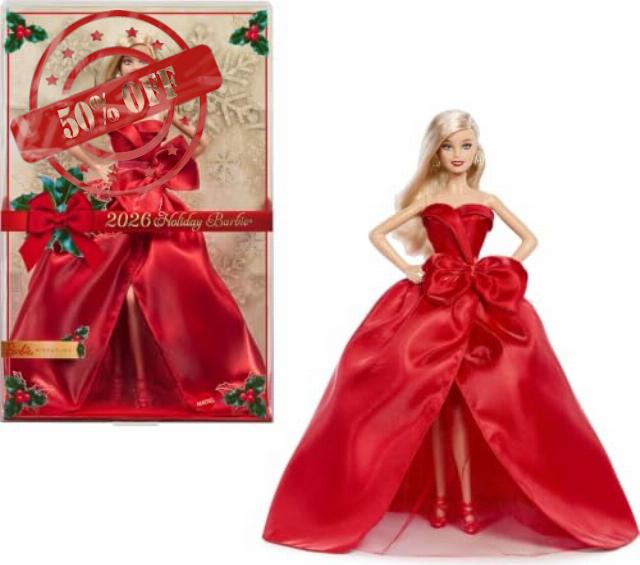 Barbie Signature 2026 Collectible Holiday Doll and Doll Stand                                                          Blonde Hair Fashion Doll