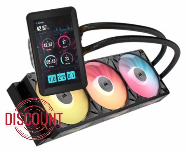 CORSAIR iCUE Link Titan II 360 RX LCD AIO Liquid CPU Cooler – Black                                                          5" IPS LCD DisplayPort Screen