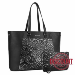 APHISON Women’s 15.6 Inch Laptop Tote Bag With Metal Feet And Bonus Clutch                                                          Vintage PU Leather Purse With 12 Pockets