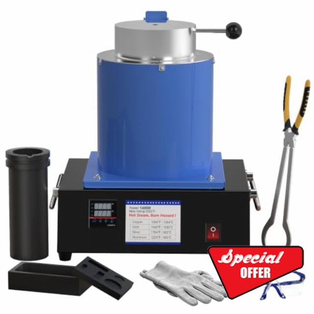 Nelyrho 3KG Electric Melting Furnace Kit 1400W PID Control 2102°F                                                          Complete Casting Set with Graphite Crucible Mold Tongs for Gold Silver Copper Aluminum Jewelry Making