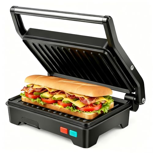 Sandwich Maker with Non-Stick Coated Plates & Removable Drip Tray