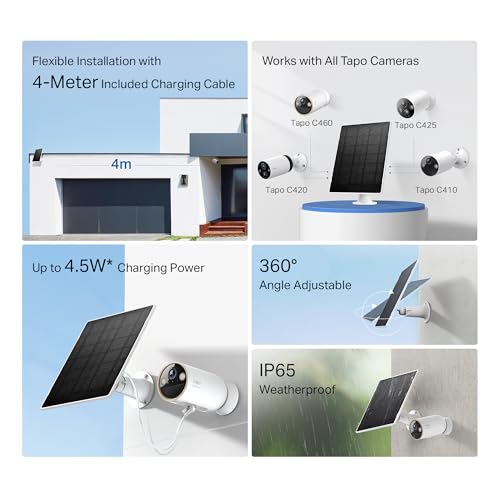 Works with All Tapo Battery Cameras                                                          360° Adjustable Angle