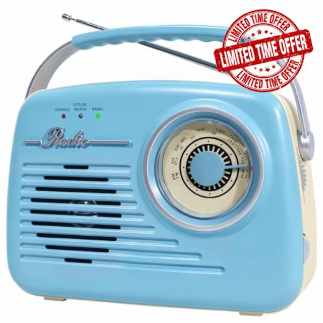 Radios Portable AM FM Vintage Radio Plug in Retro Radios Battery Powered Weather Radio & Plug-in Wall Radio Vintage Radio