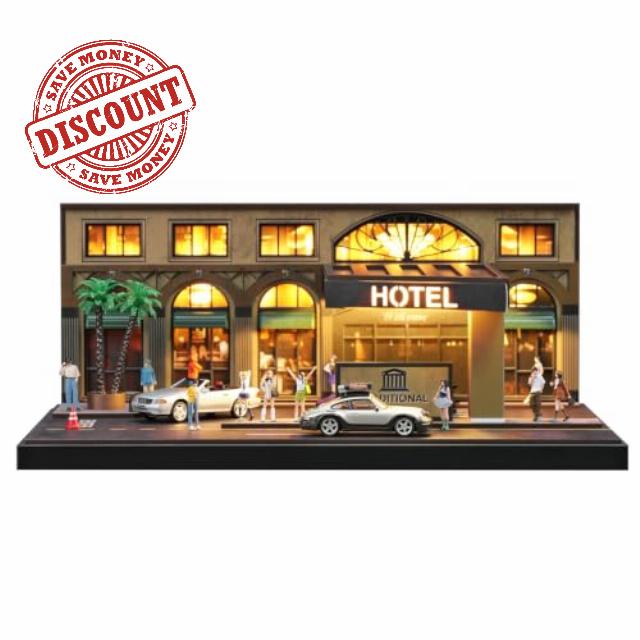 SOCANGJIA1:64 Vintage Hotel Street Diorama (with LED Lights)