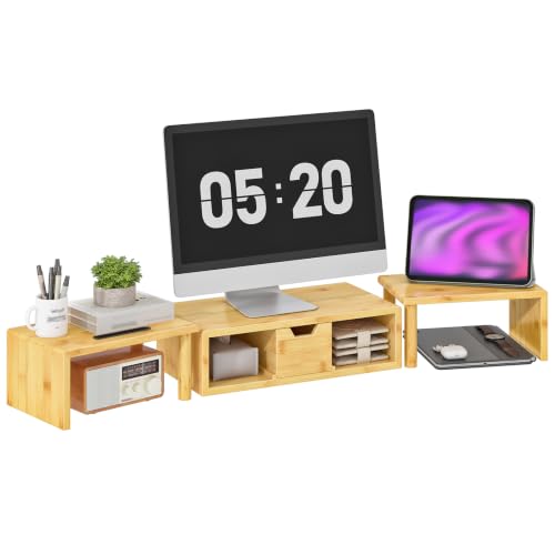 Dual Monitor Riser                                                          Adjustable 3-Platform Design