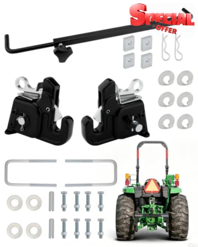 GLEDEWEN Upgraded Tractor Quick Hitch System – Cat 1 Three-Point Hitch Adapter with Stabilizer Bar