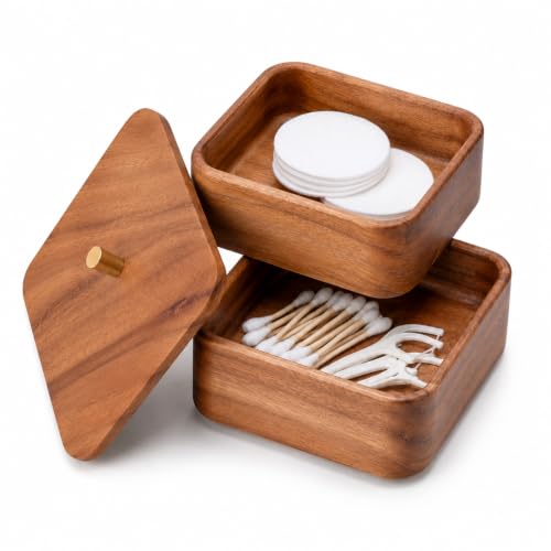 2-Tier Bathroom Canister with Lid Removable tiers store cotton rounds