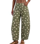 EXLURA Women's Y2k Barrel Jeans Floral Print Denim Pants Elastic Waist Baggy Loose Boyfriend Patc...