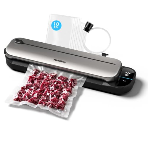 Dry/Moist Food Food Sealer with 10 Bags & Built-in Steel Cutter