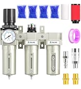 TAILONZ PNEUMATIC 1/4 Inch NPT Automatic Drain Air Filter Pressure Regulator Combo Piggyback, Air...