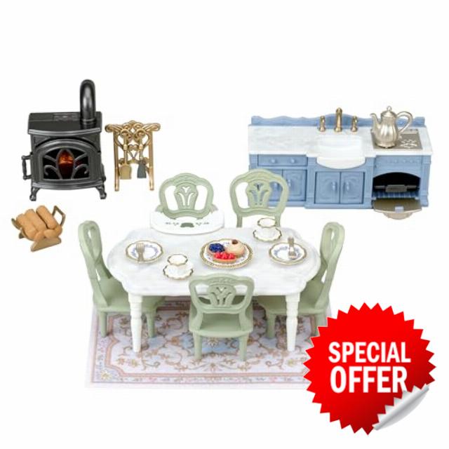 Calico Critters - Elegant Dining Room Furniture Set - Dollhouse Furniture                                                          Host a formal family feast - a refined table