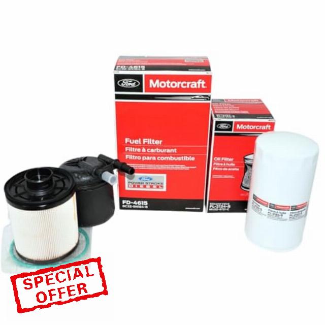 Motorcraft Diesel Fuel and Oil Filter Change Kit - Includes FD-4615 Fuel filter & FL-2124S Oil Filter - Compatible with Select 2011-2016 Ford 6.7L F-Series Trucks