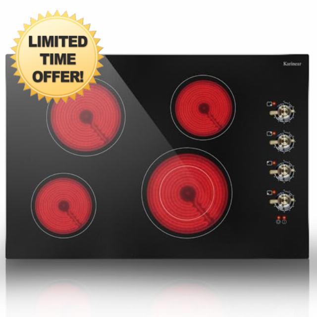 Karinear 30 Inch Electric Cooktop 4 Burners