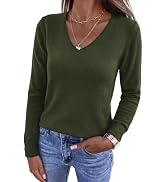 PRETTYGARDEN Womens Long Sleeve Lightweight Sweaters V Neck Casual Tops | Loose Basic Pullover To...