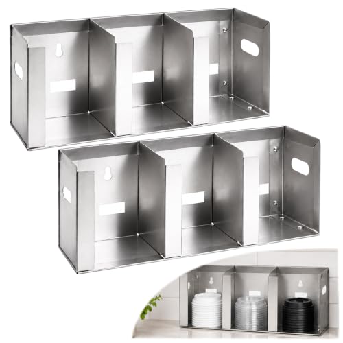 3-Compartment Adjustable Stainless Steel Organizer Adjustable stainless steel cup and lid holder for coffee shops